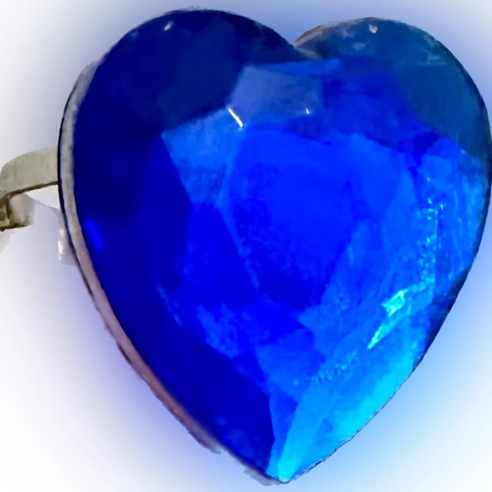 VTG RARE Y2K LISA FRANK BLUE HEART GEM RING BLING JEWELRY VALENTINE GIFT LOVE LV